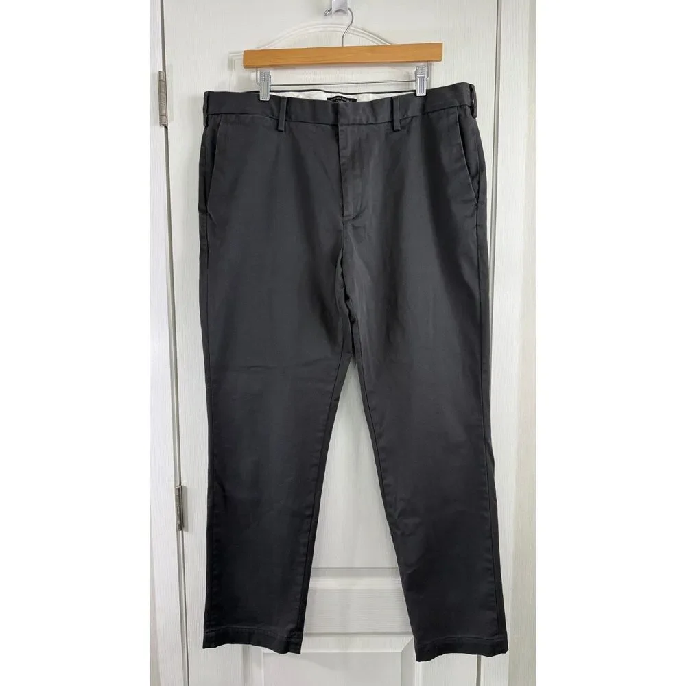 Banana Republic Fulton Chino Mens 38x32 Charcoal Gray Stretch Pants Straight